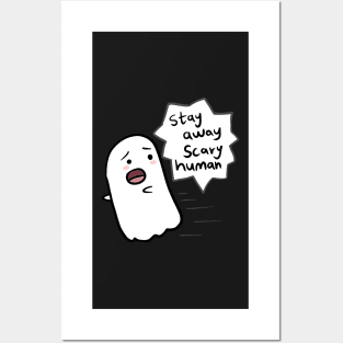 Ghost illustration say away scary human Posters and Art